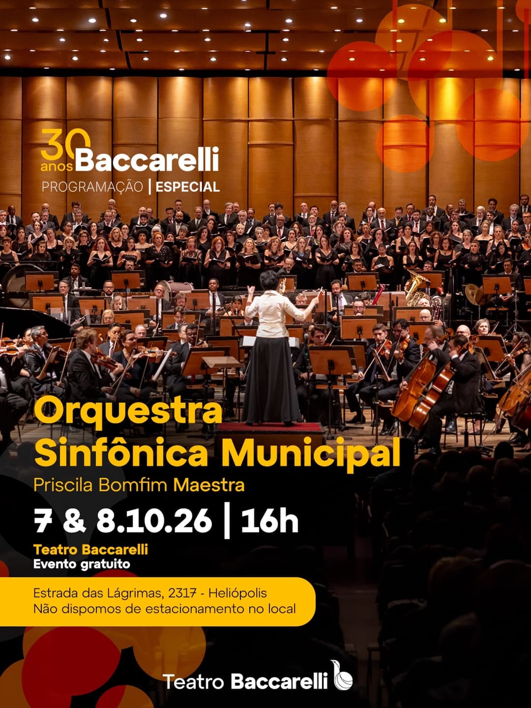Flyer de Orquestra Sinfônica Municipal e Priscila Bomfim