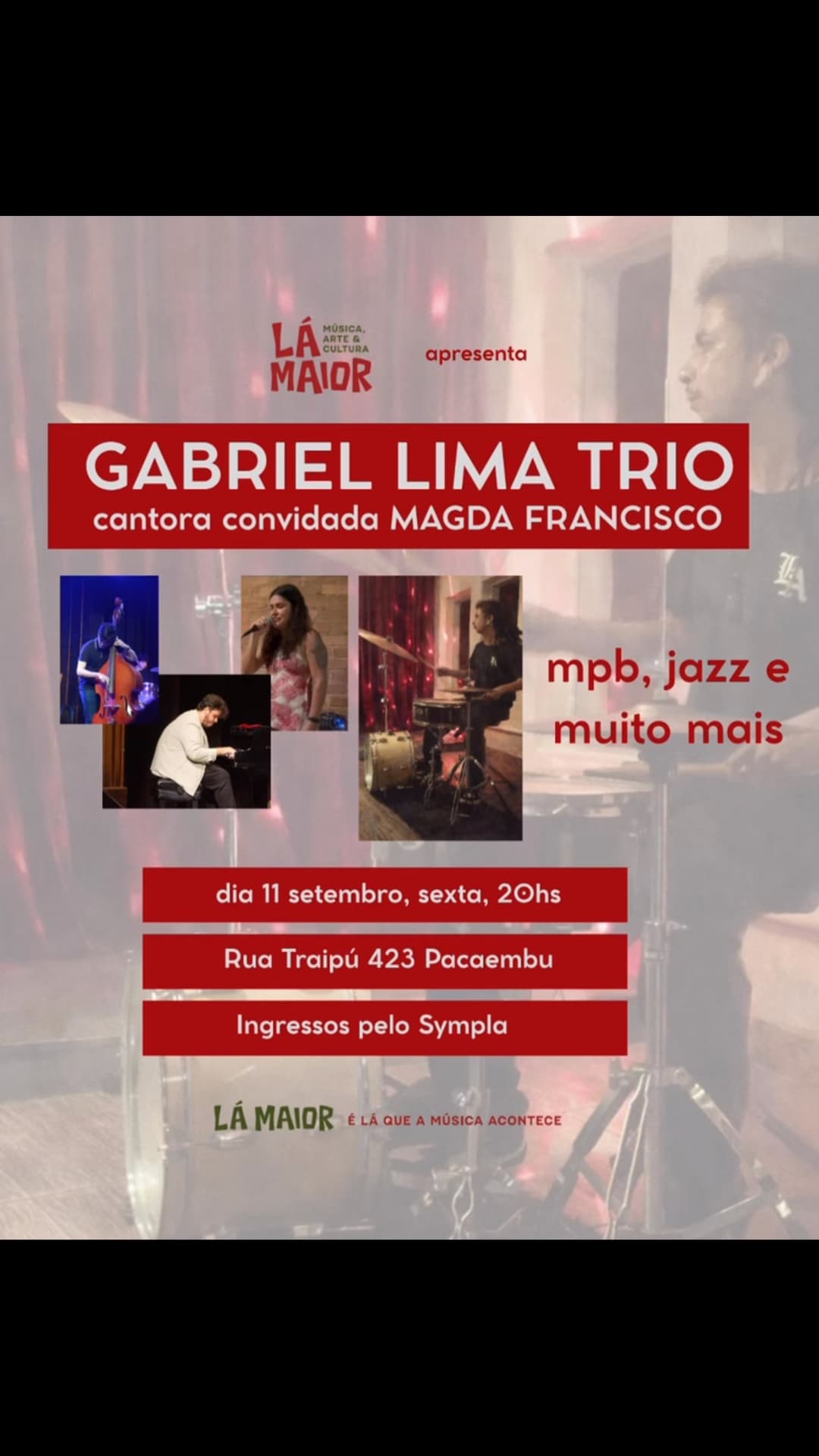 Flyer de Gabriel Lima Trio e Magda Francisco