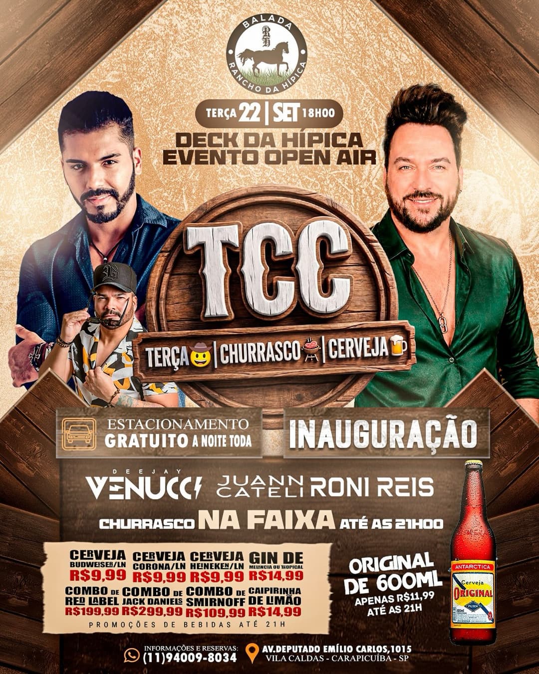 Flyer de Juann Cateli, Roni Reis e DJs Venucci