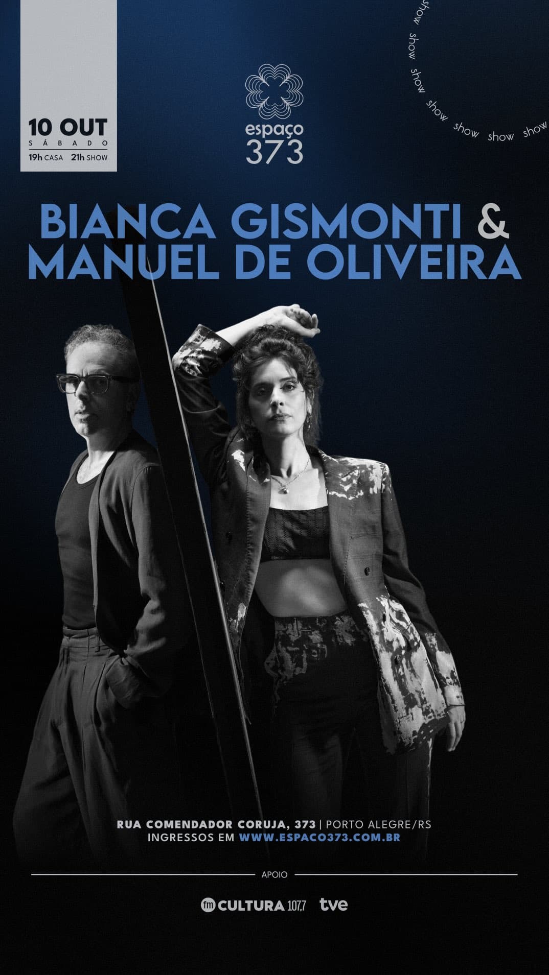Flyer de Bianca Gismonti e Manuel de Oliveira
