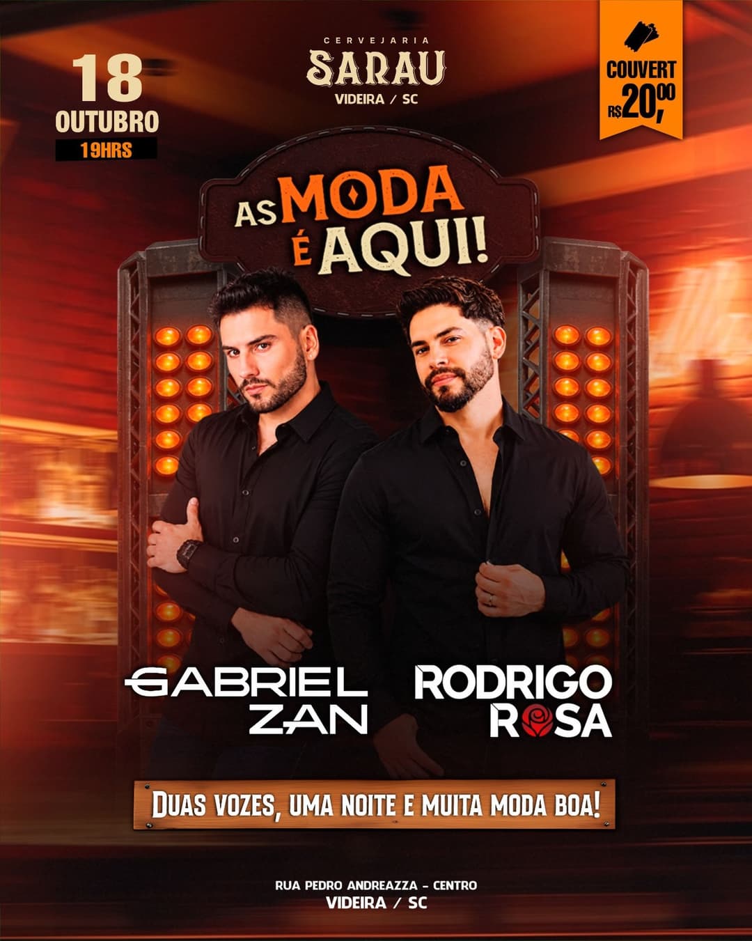Flyer de Gabriel Zan e Rodrigo Rosa