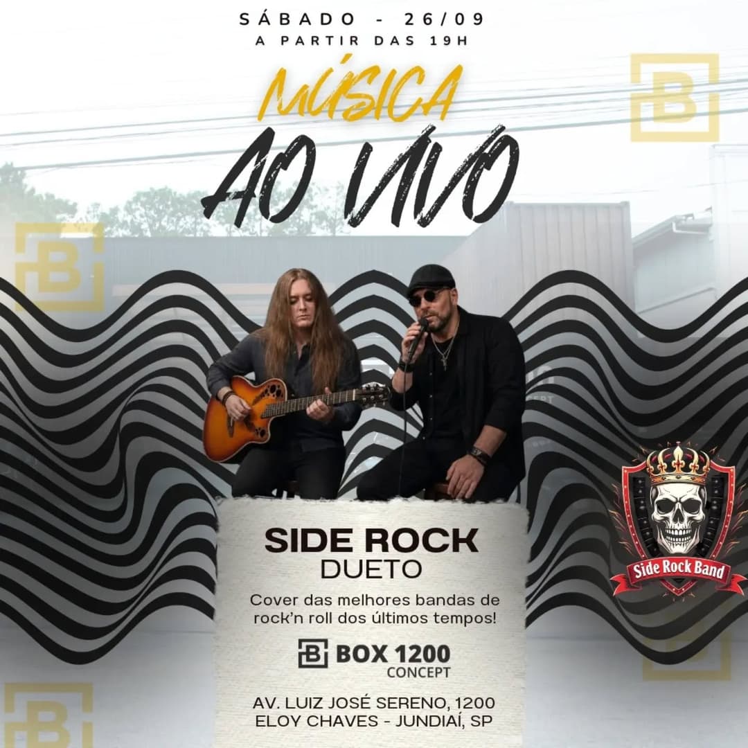 Flyer de Side Rock e Acústico Side Rock