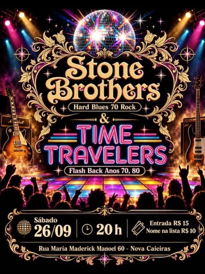 Flyer de Stone Brothers e Time Travelers