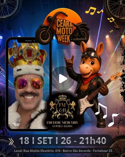 Flyer de Projeto Freddie Mercury Cover e Freddie Mercury Cover e Banda