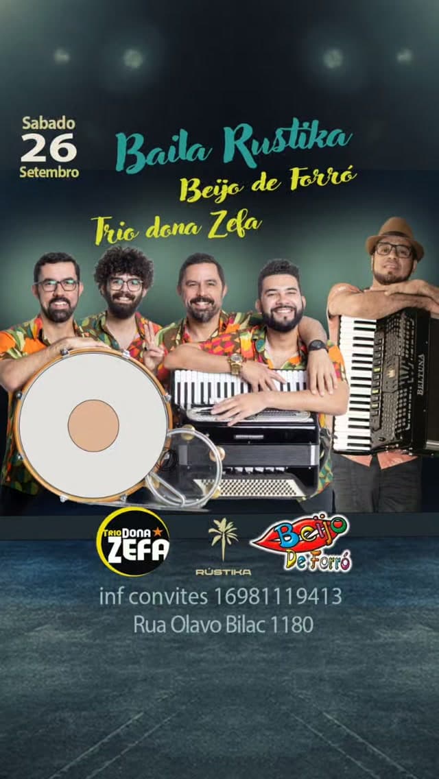 Flyer de Trio Dona Zefa e Trio Beijo de Forró