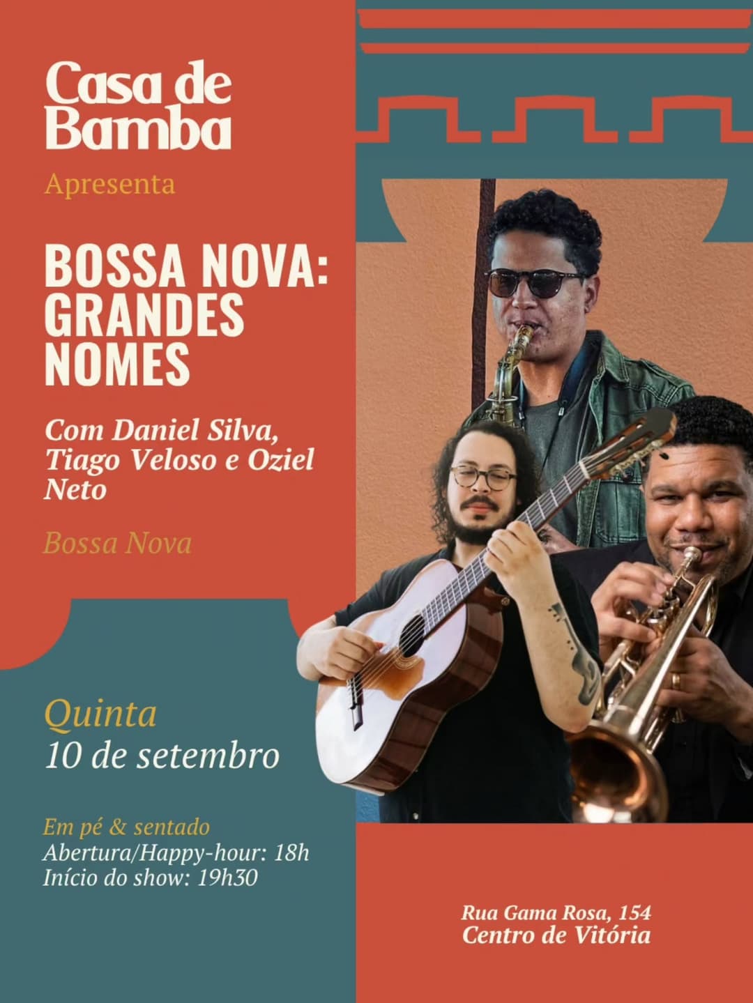 Flyer de Oziel Neto, Daniel Silva e Tiago Veloso