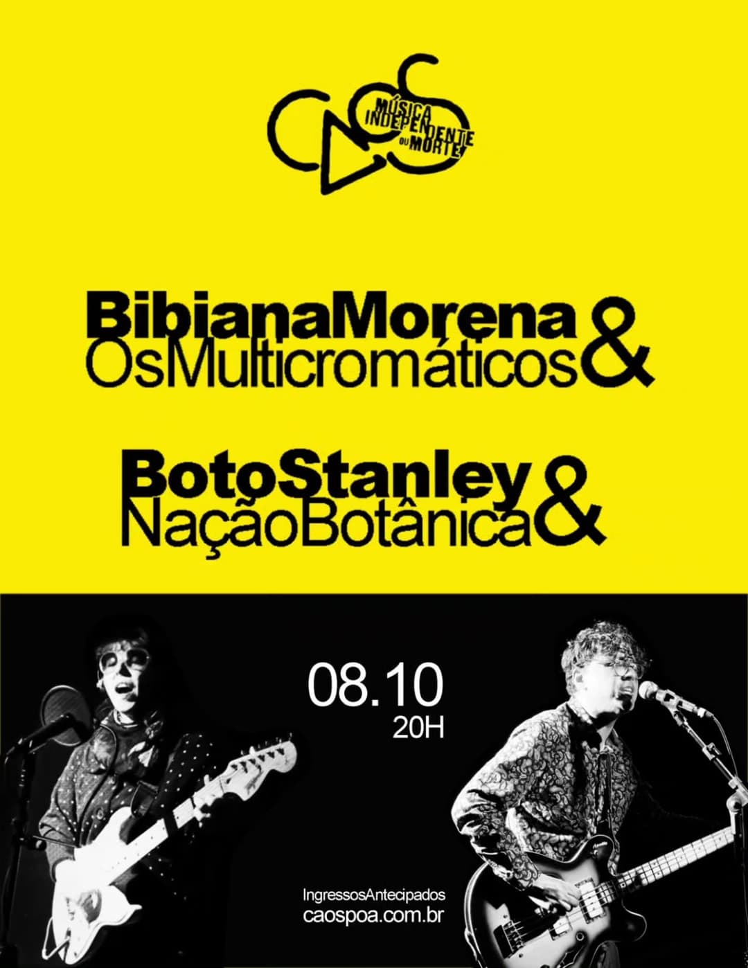 Flyer de Bibiana Morena & Os Multicromáticos e Boto Stanley