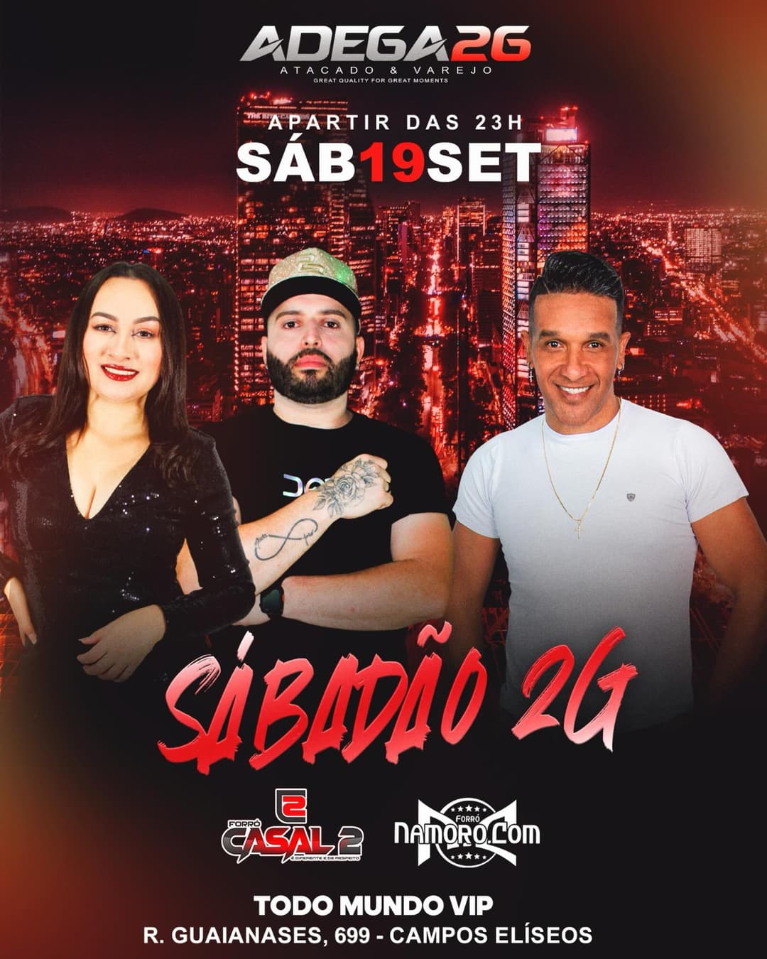 Flyer de Forro Casal 2 e Paulinho Namoro
