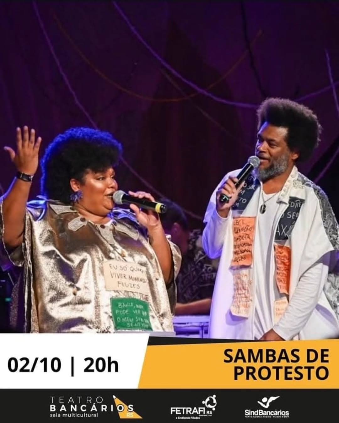Flyer de Edu Meirelles e Sambas de Protesto