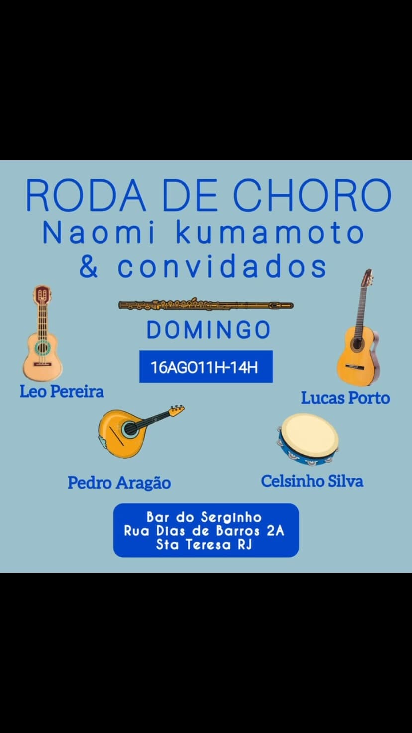Flyer de Naomi Kumamoto, Celsinho Silva, Lucas Porto, Aragão e Leo Pereira