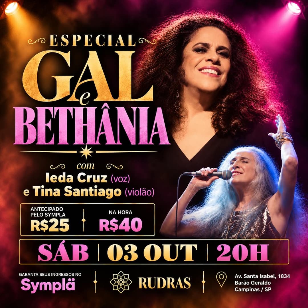 Flyer de Ieda Cruz e Tina Santiago