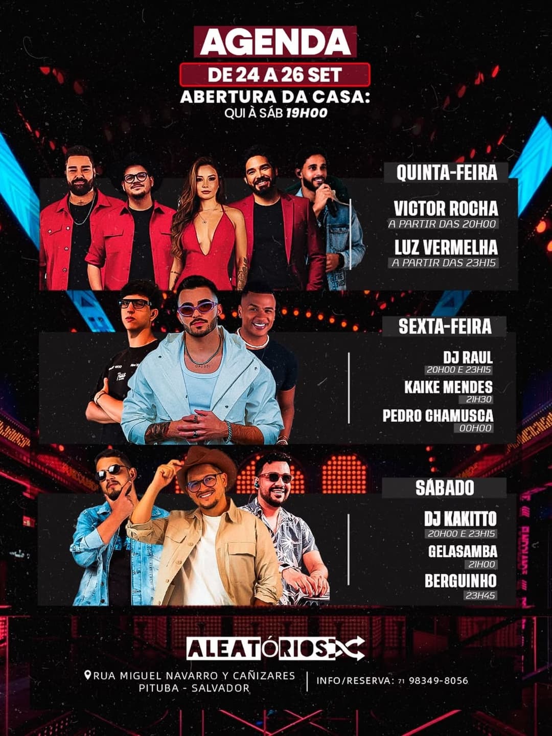 Flyer de Luz Vermelha, Pedro Chamusca e mais 6 artistas