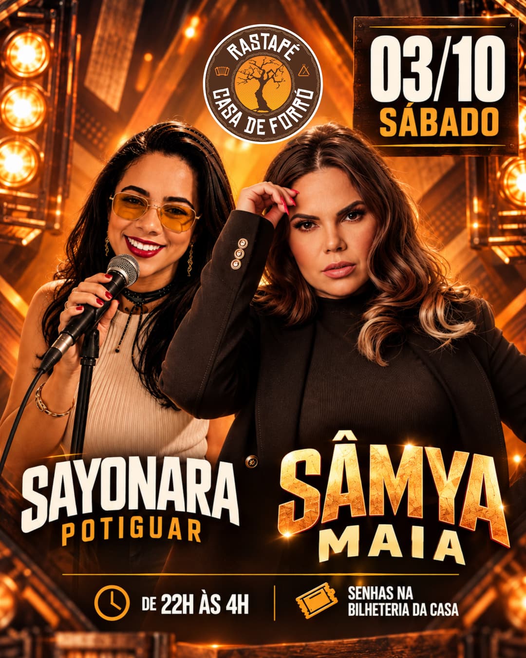 Flyer de Sayonara Potiguar e SÂMYA MAIA
