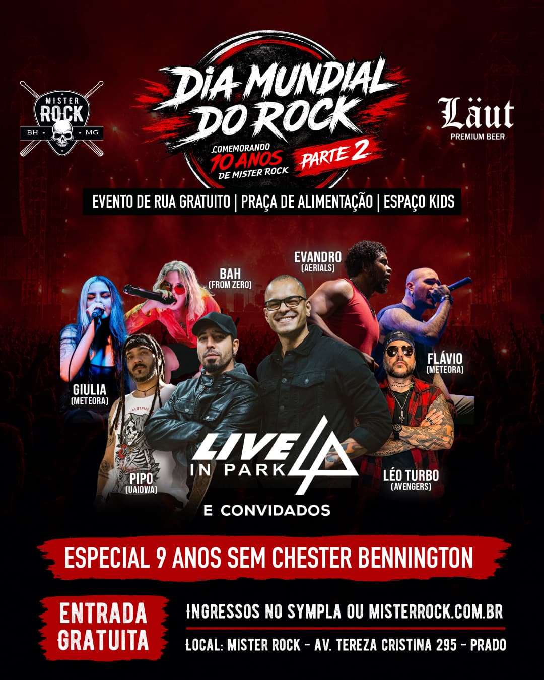 Flyer de Banda Led III, Militia, Uaiowa, Live in Park, Trem das Sete, Barba Negra, Lurex, Ancient Mariners, Volume 4, In Utero, The Homer, Bones, 100% Charlie Brown Jr e Frammkstein