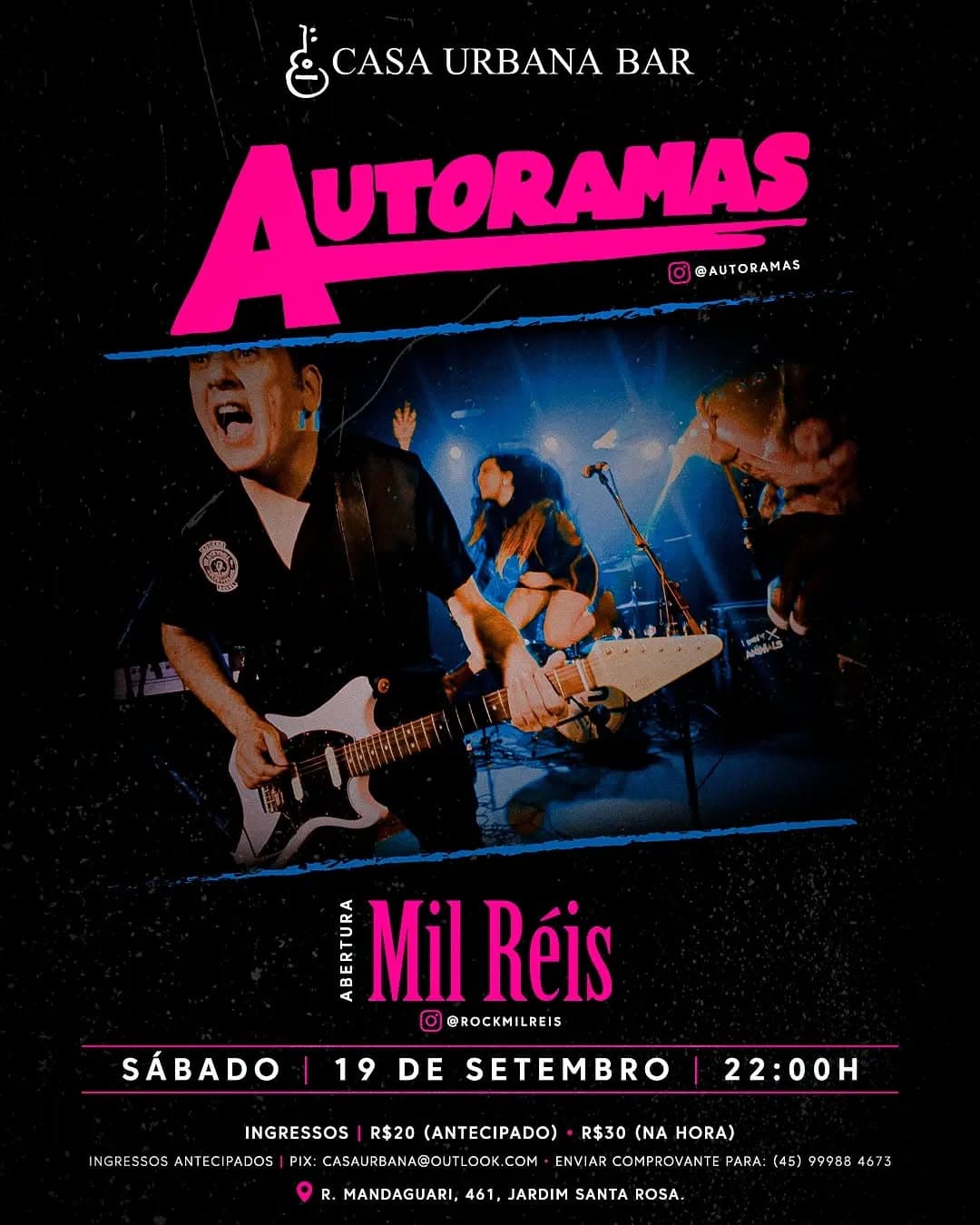 Flyer de autoramas e Rock Milreis