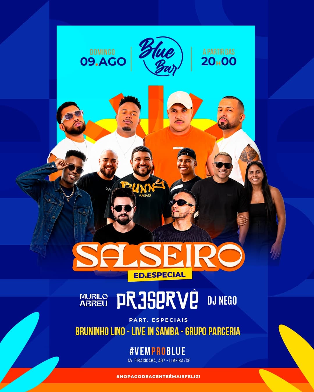 Flyer de Bruninho Lino, Grupo Preservê, Live in Samba, GRUPO PARCERIA, DJ Murilo Abreu e DJ Nego