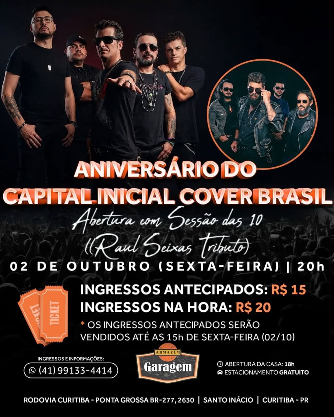 Flyer de Capital Inicial Cover Brasil e Sessão das 10