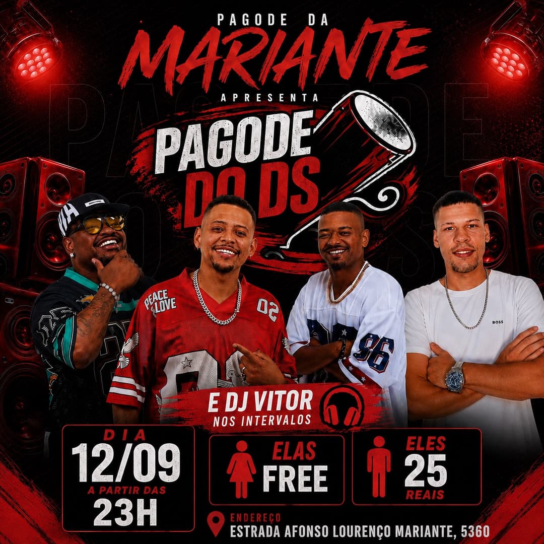 Flyer de Pagode do DS e DJ Vitor