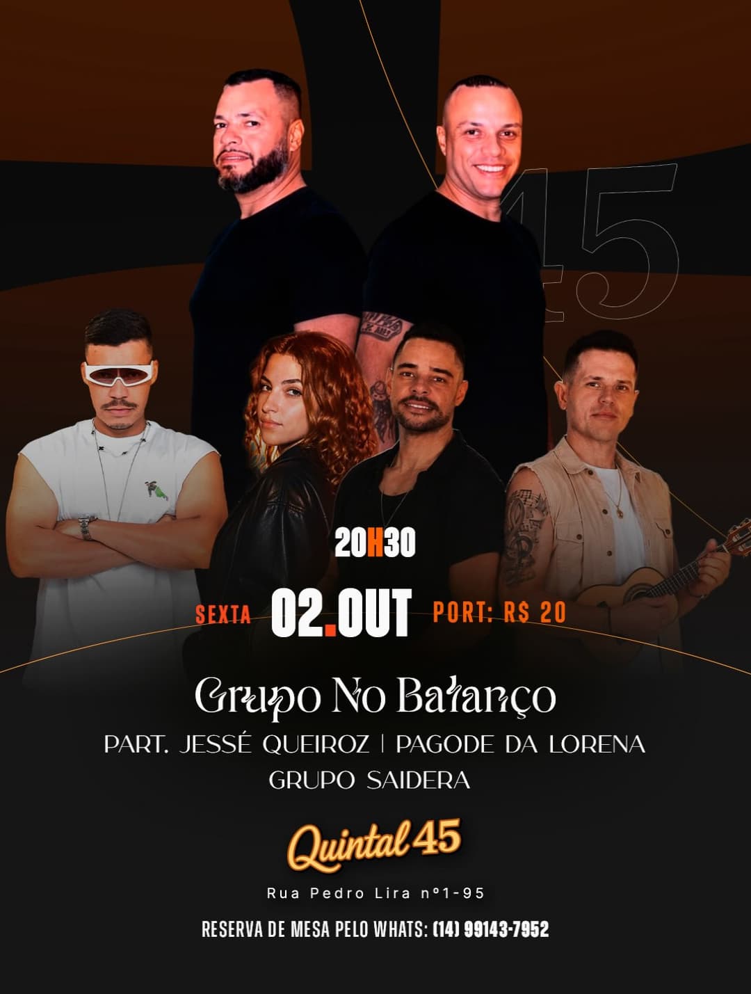 Flyer de Jessé Queiroz, Pagode da Lorena e mais 2 artistas