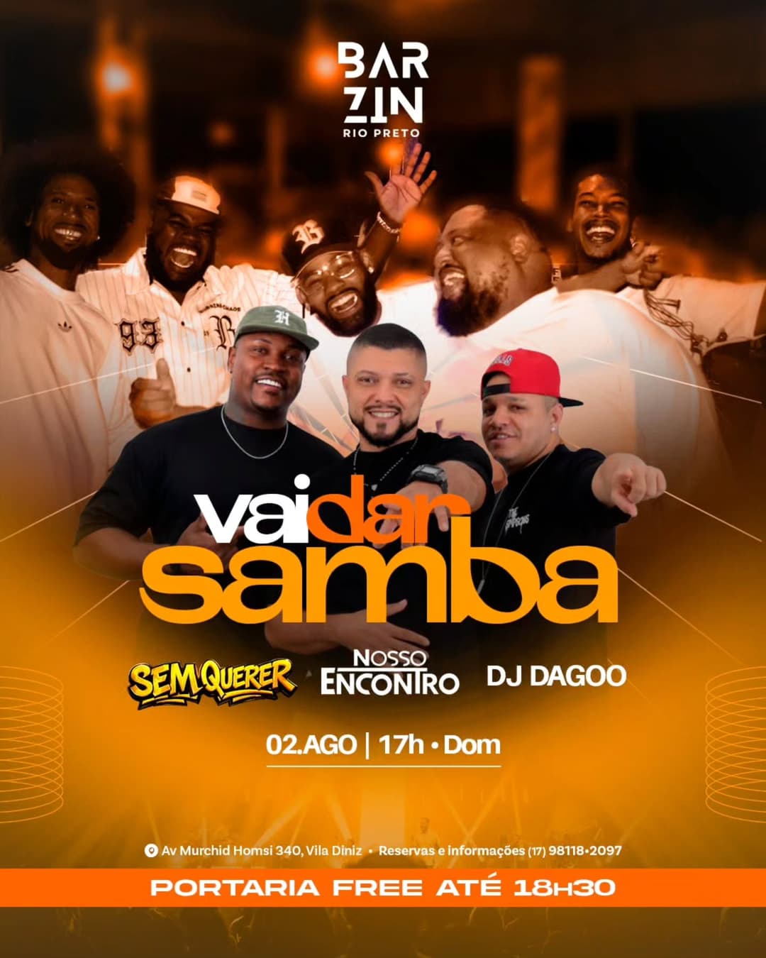 Flyer de Grupo Nosso Encontro, DJ Dagoo Galante e Grupo Sem Querer