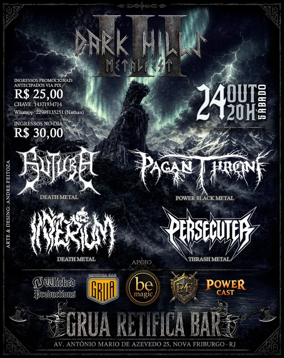 Flyer de Interium, Pagan Throne, Persecuter e Sutura