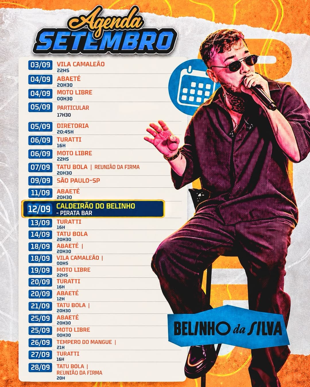 Flyer de Belinho da Silva e eufelipim