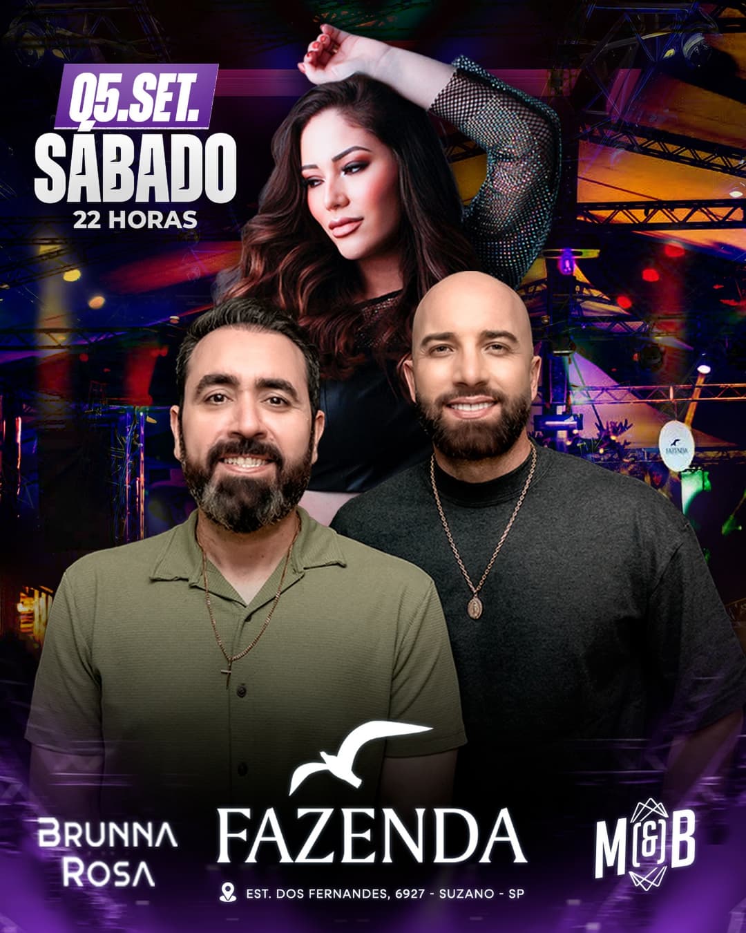 Flyer de Brunna Rosa e Marcos e Bueno