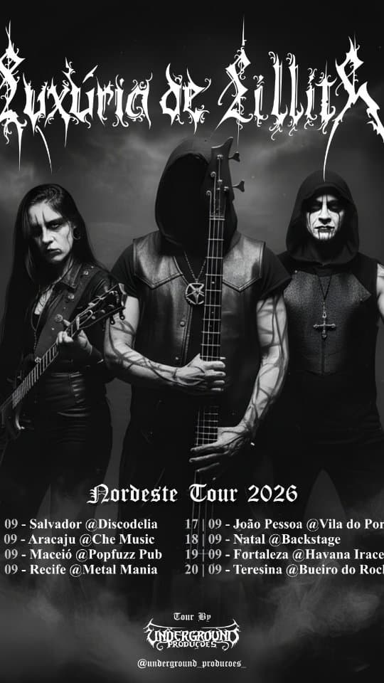 Flyer de Luxuria de Lillith, Cristo Cadavérico e mais 4 artistas