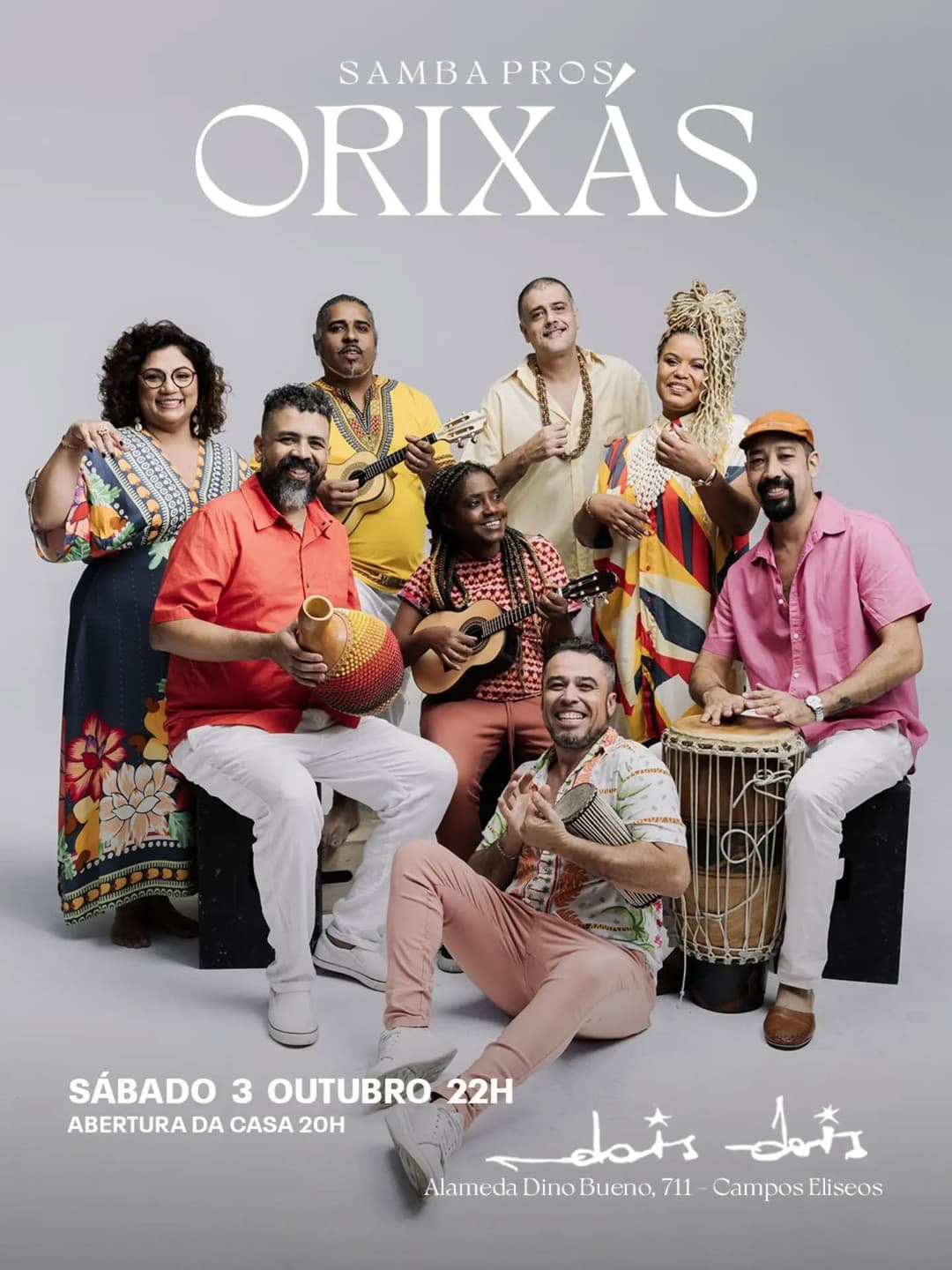 Flyer de Samba Pros Orixás e Tiago Costa