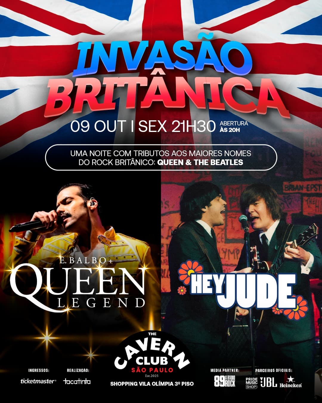 Flyer de E. Balbo Queen Legend e Hey Jude