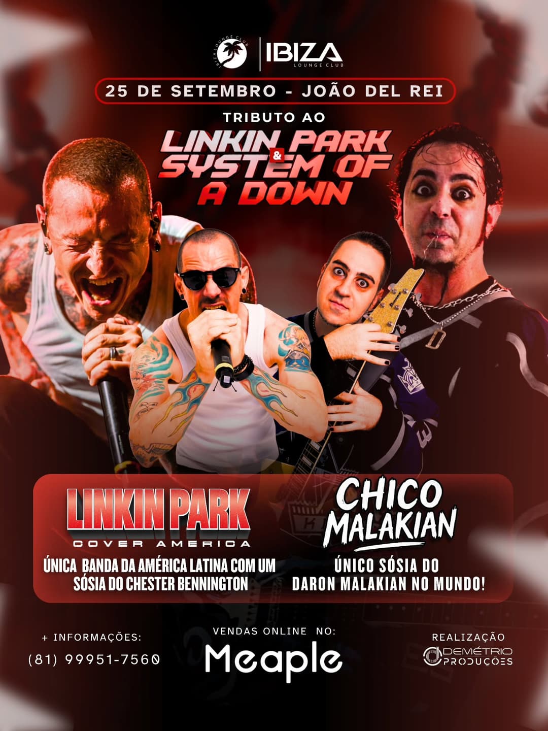 Flyer de Linkin Park Cover América e Chico Malakian