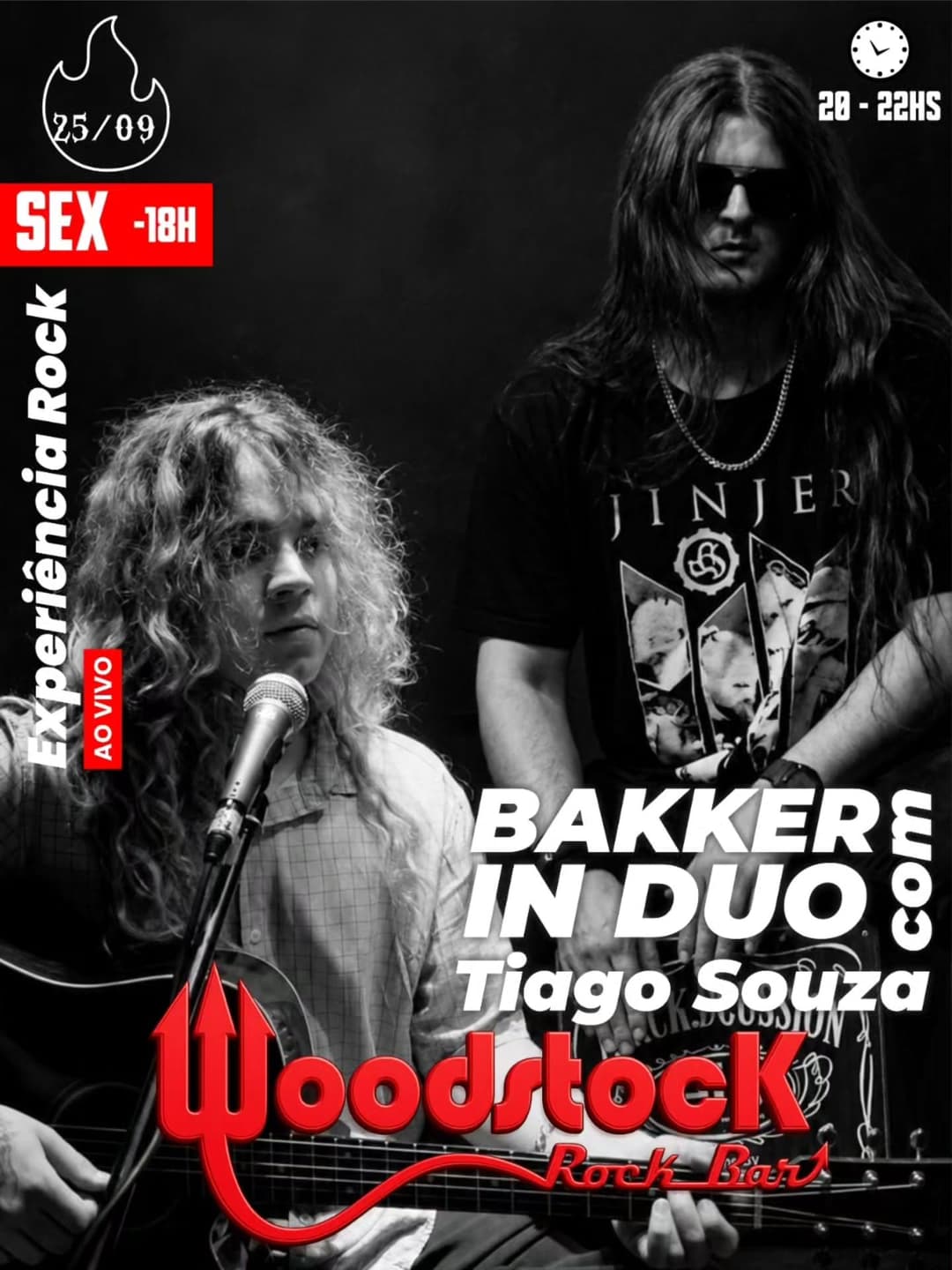 Flyer de Experiência Rock, Bakkers in Duo e Tiago Souza