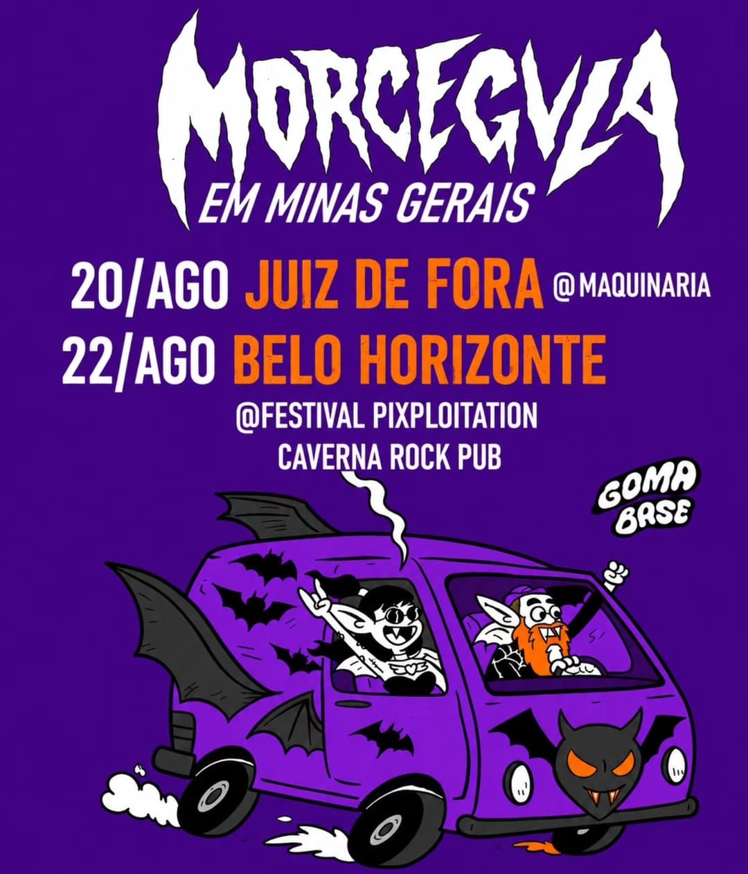 Flyer de Morcegula Duo, Zumbi.ra Banda e La Vanos