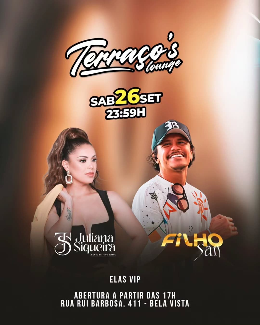 Flyer de Juliana Siqueira e Filho San