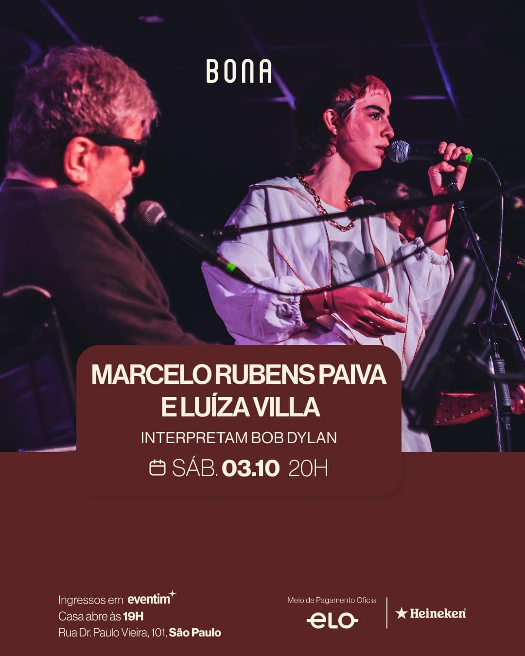 Flyer de Luíza Villa e Marcelo Rubens Paiva