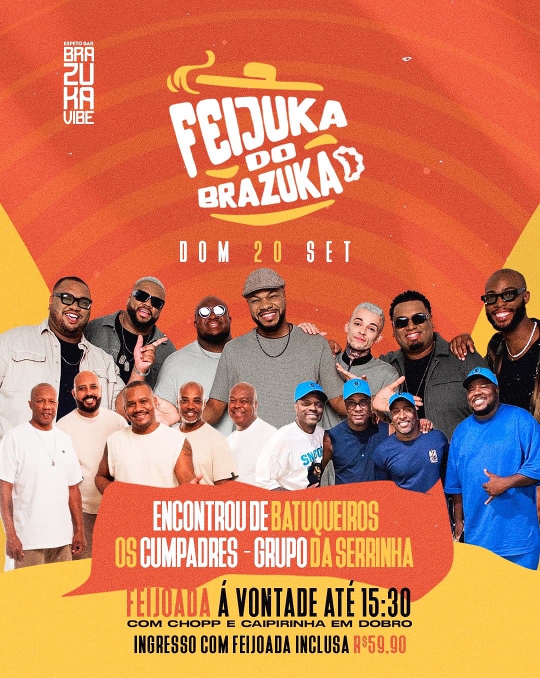 Flyer de EDB, Grupo da Serrinha e Os Cumpadres