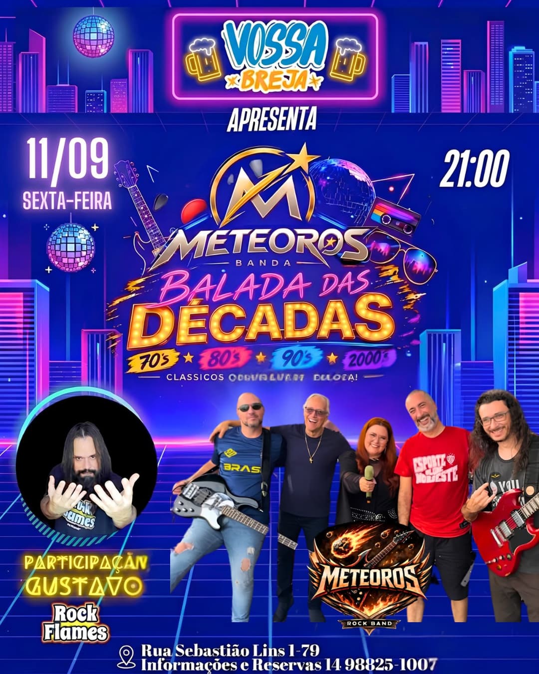 Flyer de Meteoros e Rock Flames
