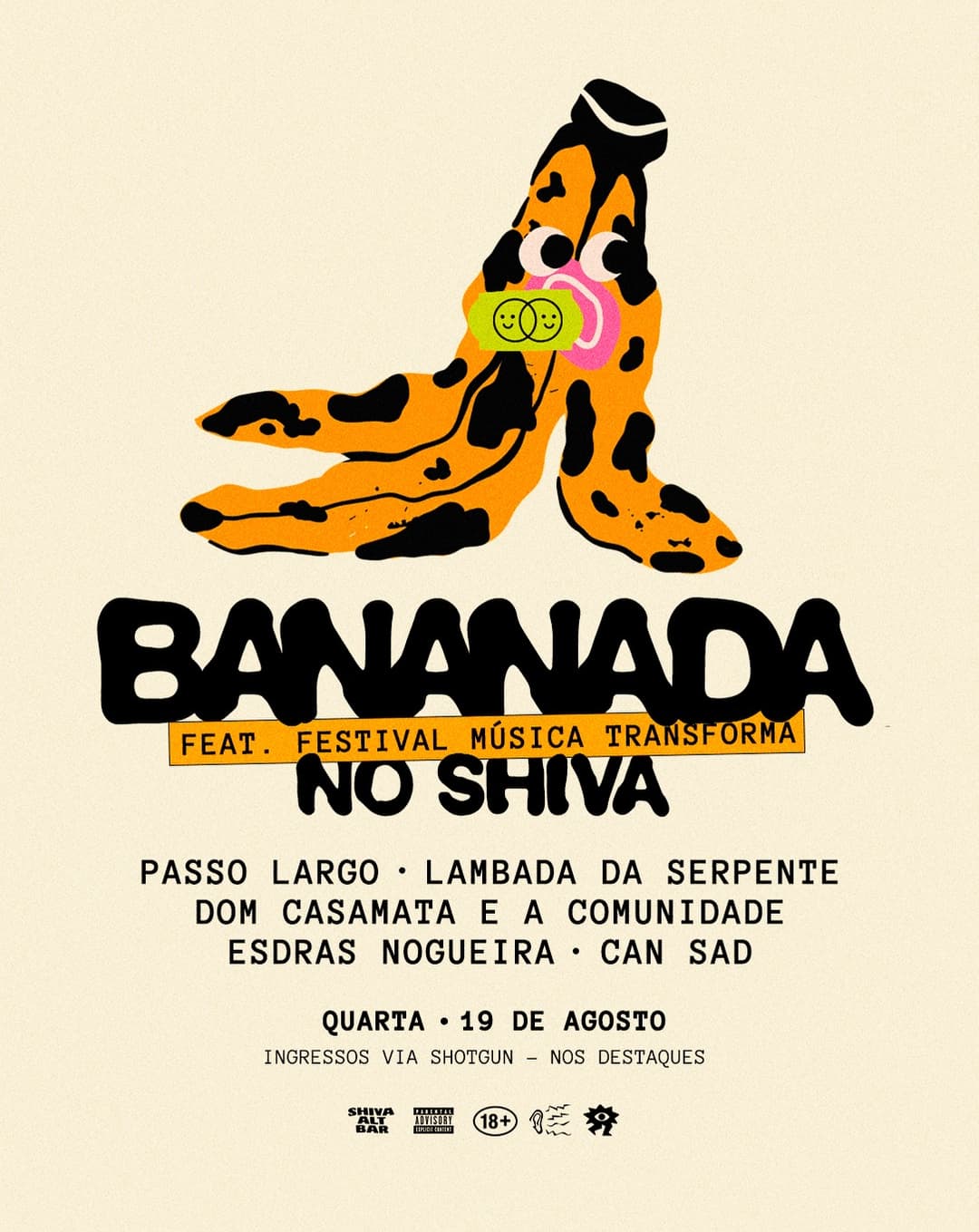 Flyer de Lambada da Serpente, Passo Largo, Can Sad, Dom Casamata e a Comunidade e Esdras Nogueira