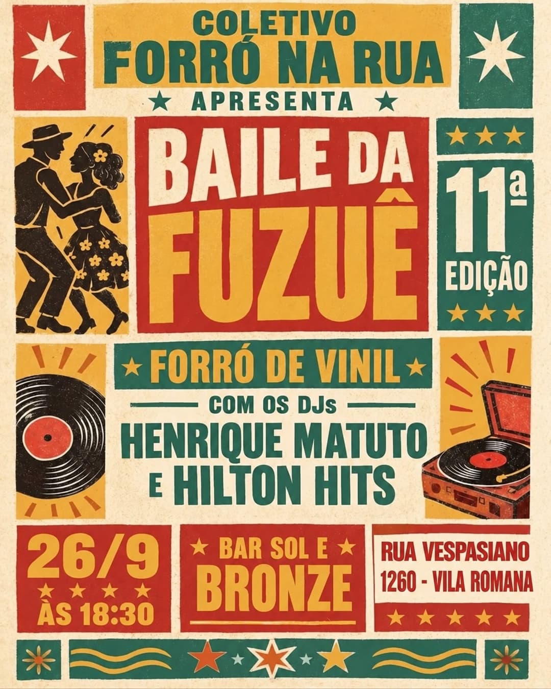 Flyer de Coletivo Forró na Rua e Forró de Vinil