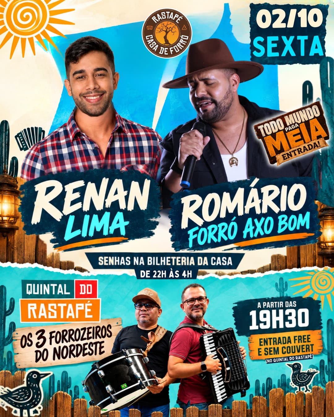 Flyer de OS 3 FORROZEIROS DO NORDESTE e mais 2 artistas