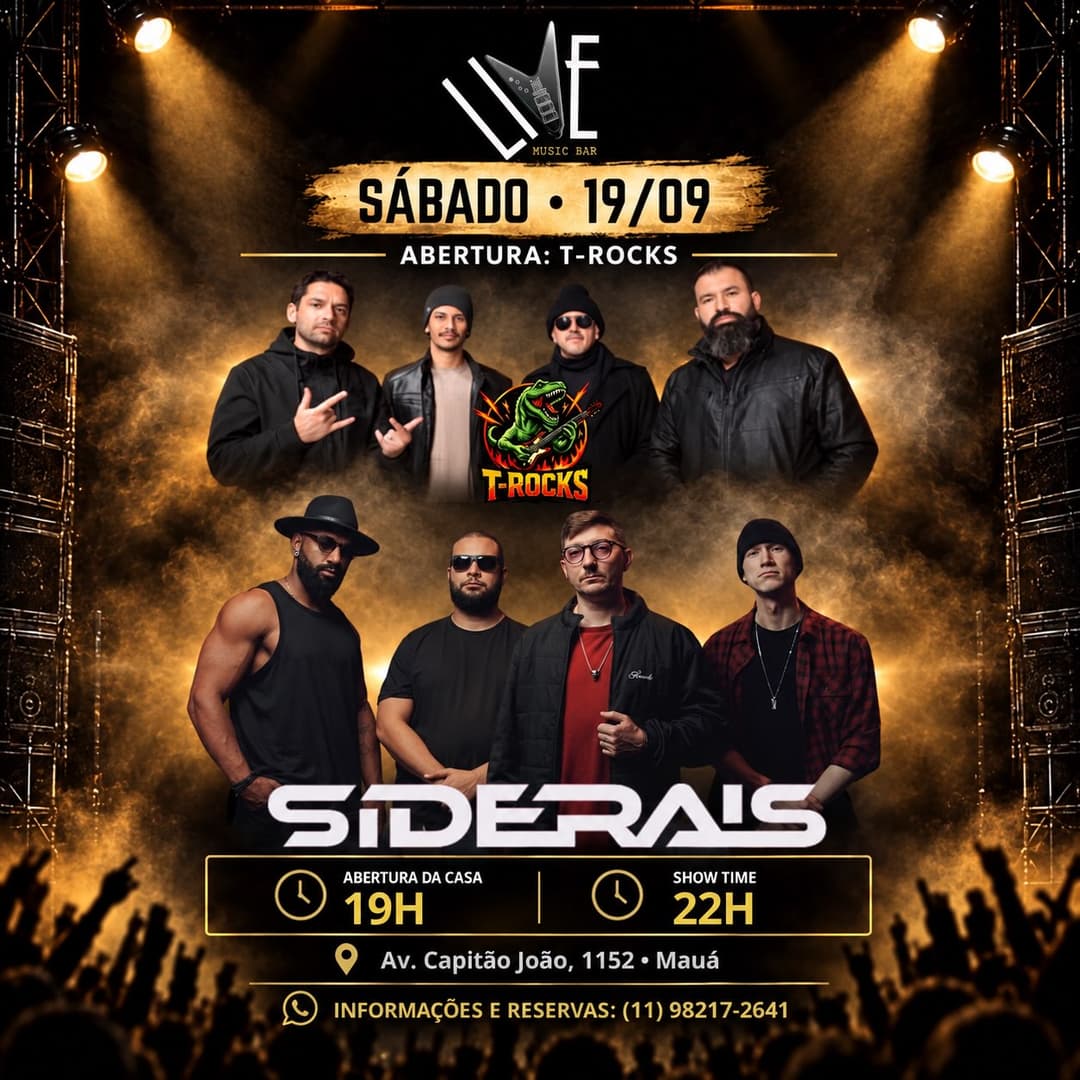 Flyer de Siderais Banda e T-Rocks