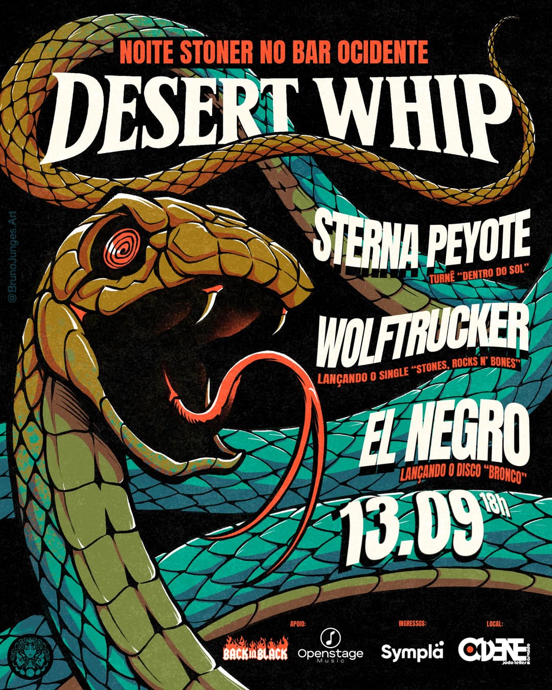 Flyer de Sterna Peyote, Wolftrucker e El Negro