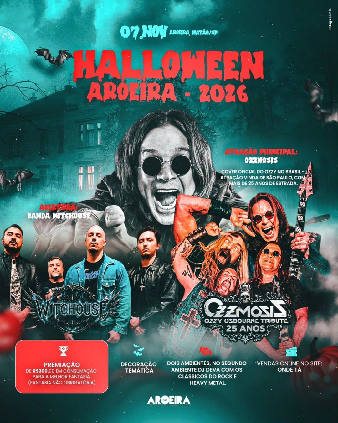 Flyer de Ozzmosis, Witchouse e DJ Deva