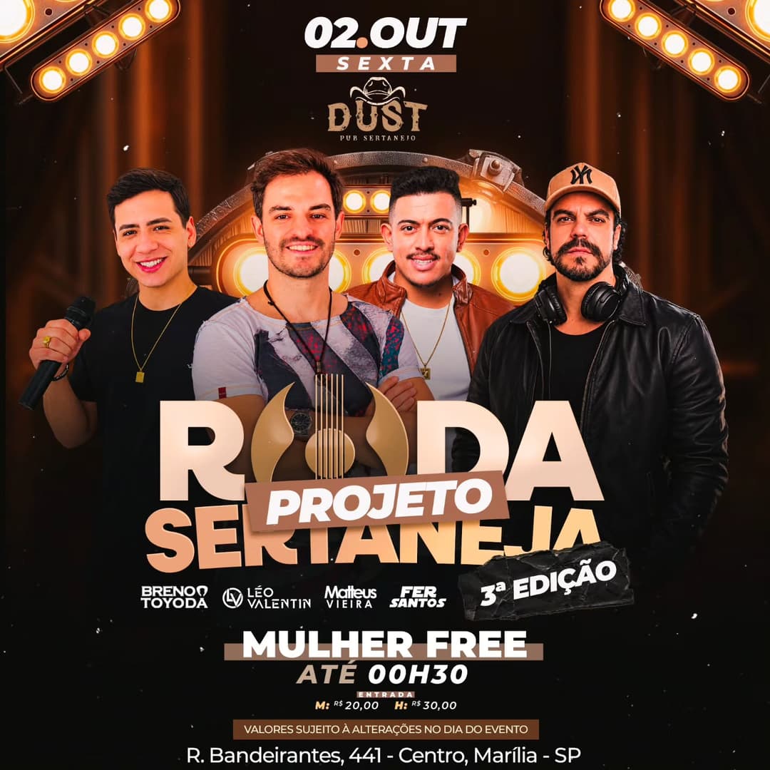 Flyer de Breno Toyota, Léo Valentim, Matteus Vieira e Fer Santos