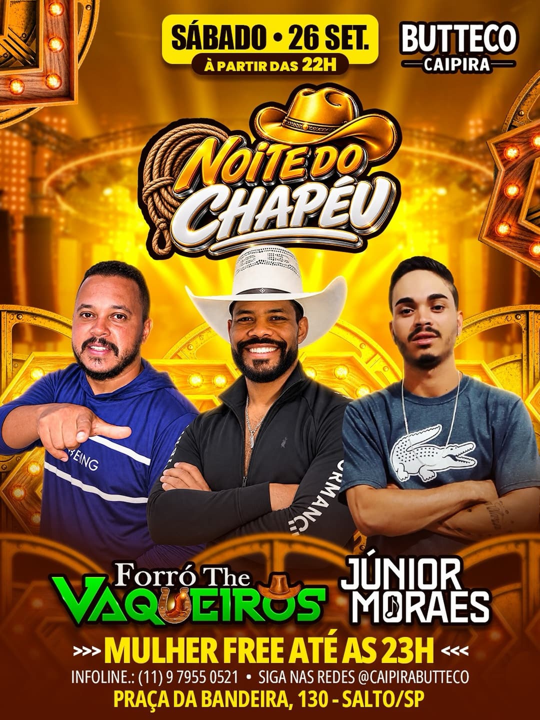 Flyer de Forró The Vaqueiros e Júnior Moraes