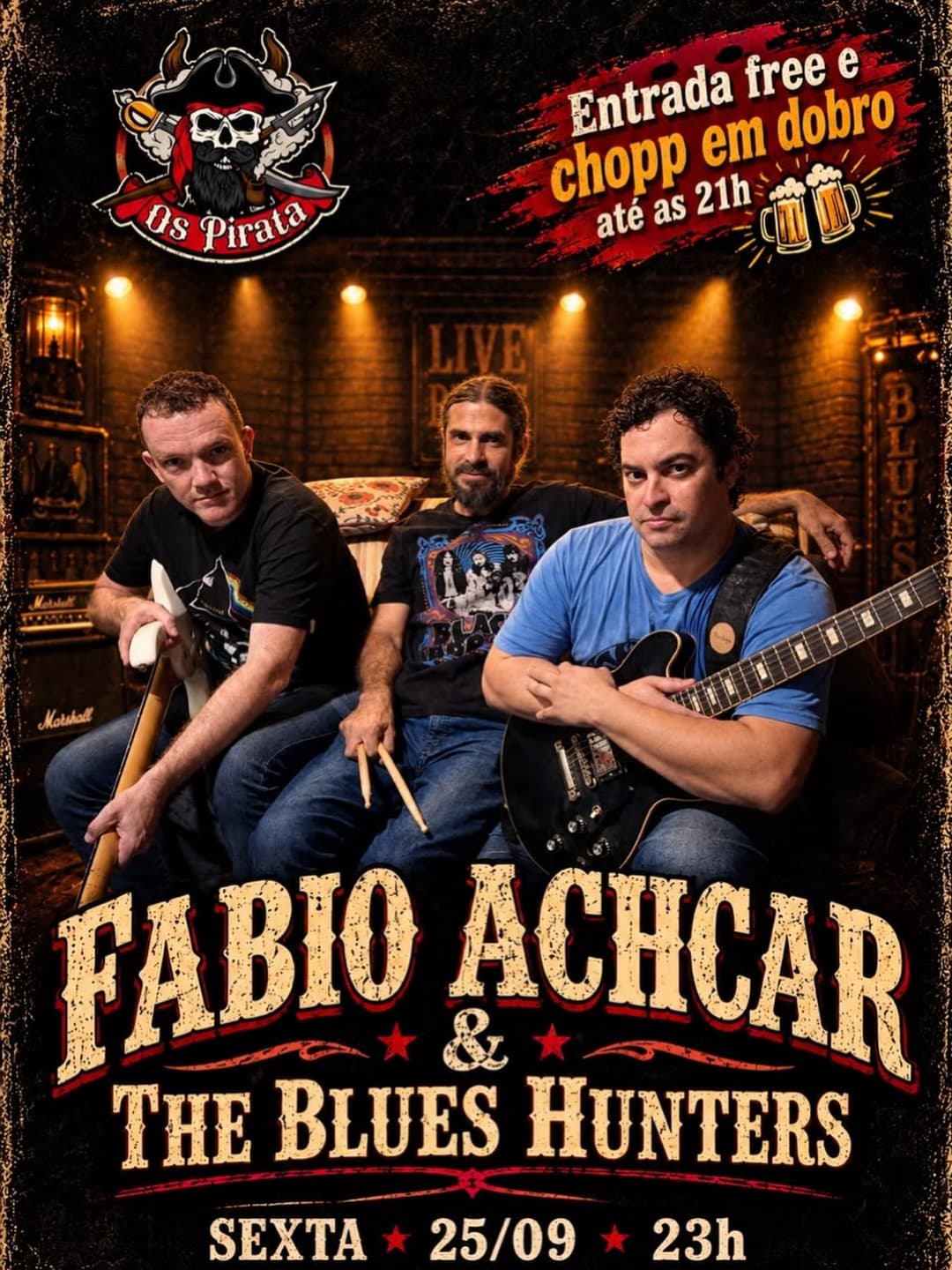 Flyer de Fabio Achcar & The Blues Hunters