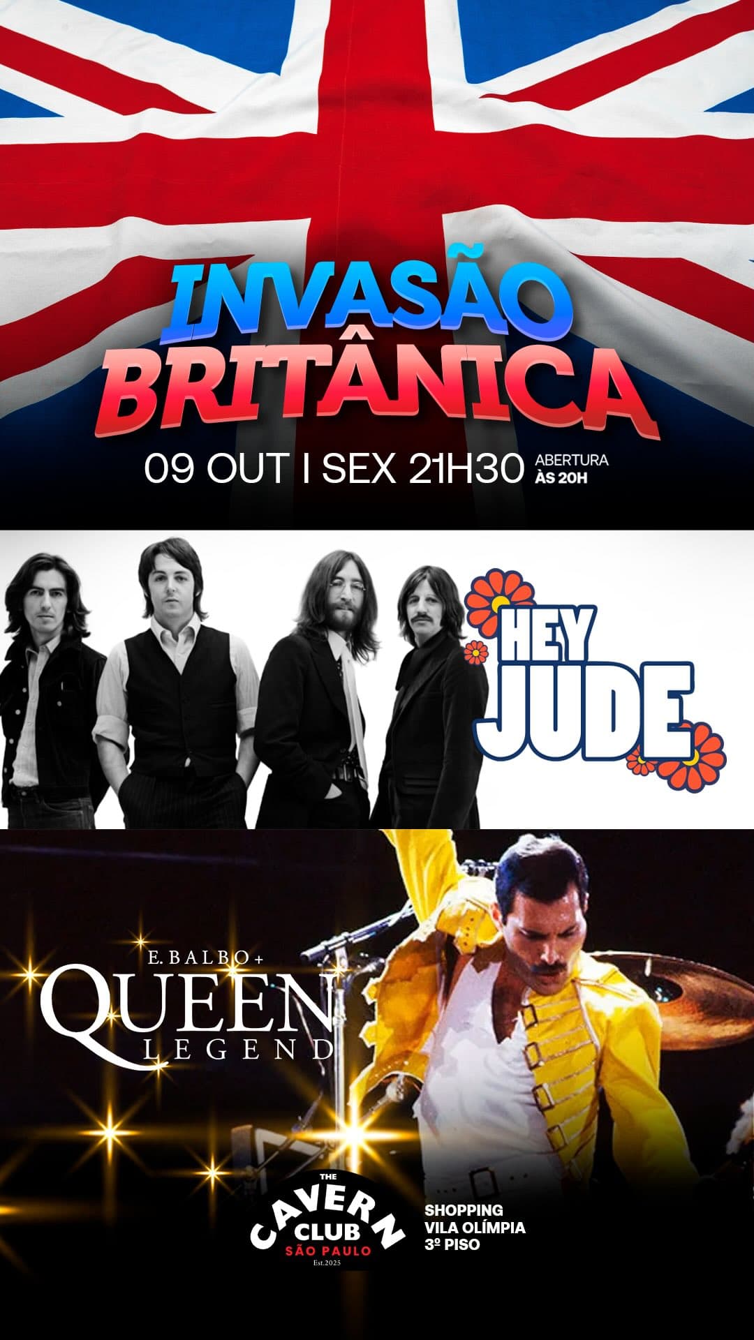 Flyer de E. Balbo Queen Legend e Hey Jude