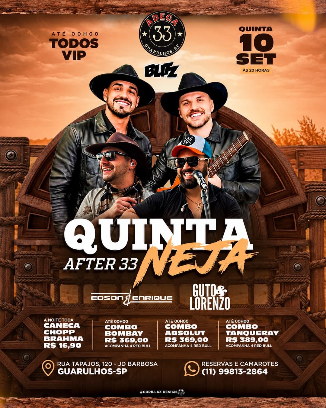 Flyer de Edson & Enrique, Guto & Lorenzo e DJ Hugo Cardoso
