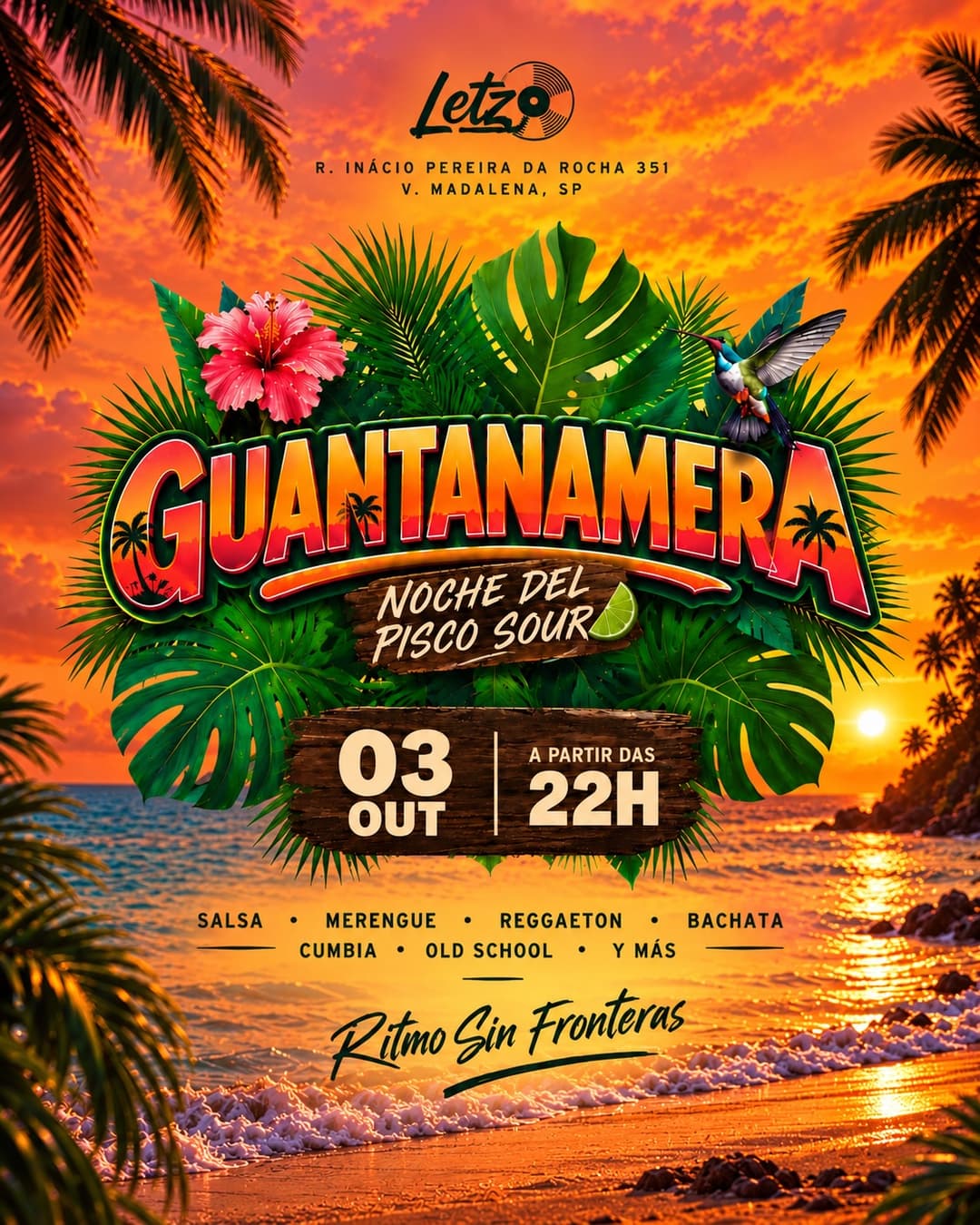 Flyer de Thais Queiroz, DJ Lokito, DJ Dyllan e DJ Bracho