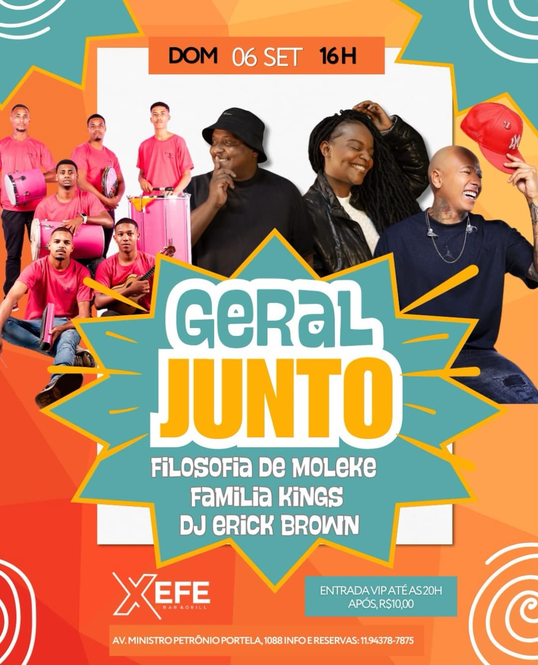 Flyer de Grupo Família Kings, Erick Brown e Filosofia de Moleke